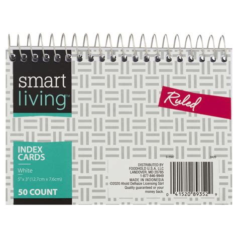 smart living index cards|Smart Living Index Cards, Multi Color, Ruled .